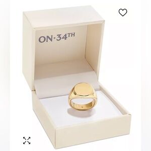 On 34th Signet Ring. Gold toned mixed metal. Apr 3/5 in dia. Size 10 Unisex. NWT